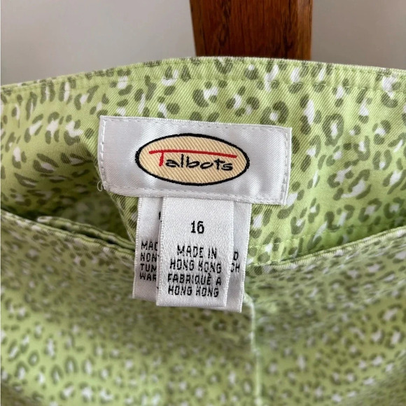 Talbots Size 16 Green Leopard Print 100% Cotton Skirt - Picture 2 of 4
